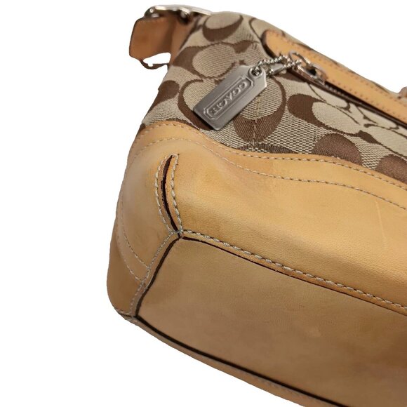 Coach Signature Monogram 9363 Vintage Leather and Canvas Brown/Beige Hand Bag - Picture 9 of 15